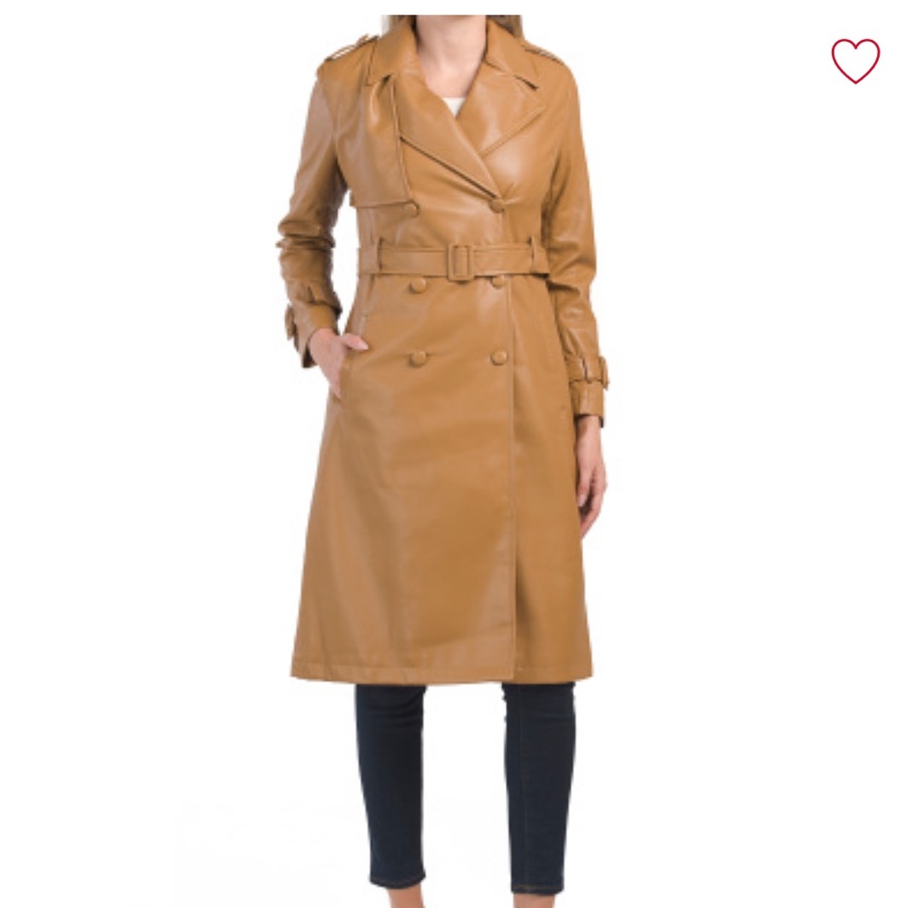 Elie Tahari faux leather trench coat